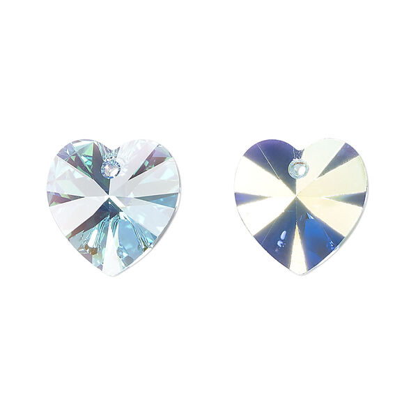 Drop 24pk aquamarine AB, Crystal Passions® 14mm pendant heart 6228 image number 0