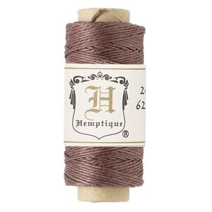 Cord, Hemptique®, polished hemp, dark brown, 0.5mm diameter, 10-pound test. Sold per 100-foot spool.