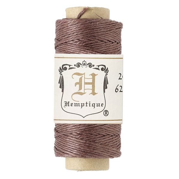 Cord, Hemptique®, polished hemp, dark brown, 0.5mm diameter, 10-pound test. Sold per 100-foot spool. image number 0