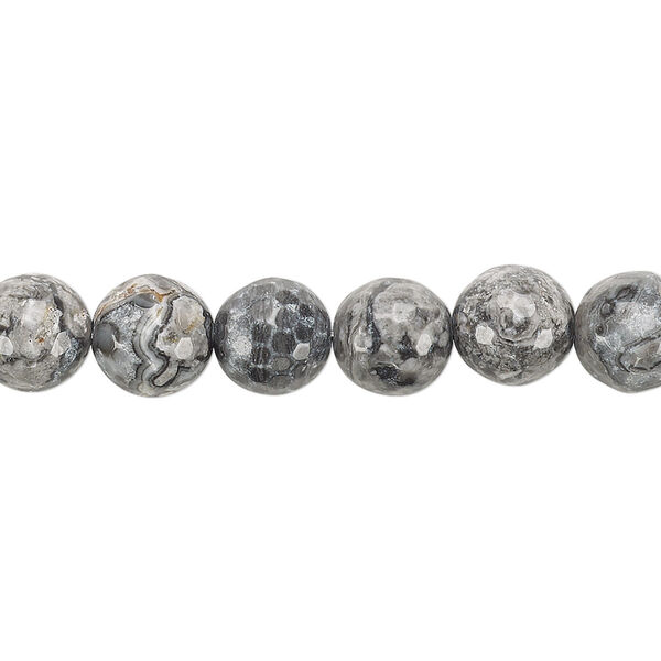 Bead, crazy lace agate (natural), 8mm faceted round, B grade, Mohs hardness 6-1/2 to 7. Sold per 8-inch strand, approximately 20 beads. image number 0