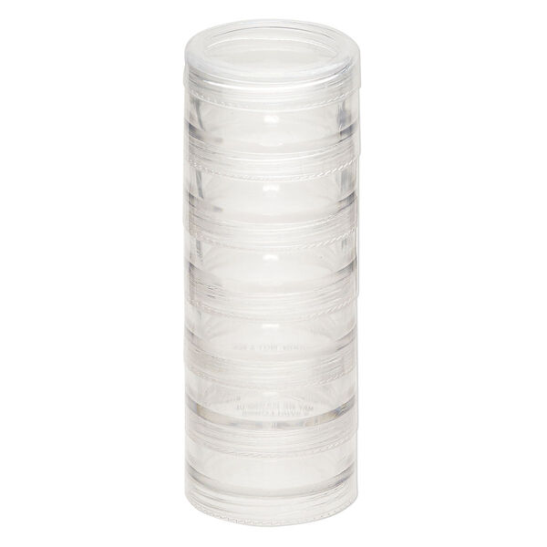 Organizer jar, Space Saver, plastic, clear, 1-1/2 x 5/8 inch round. Sold per 6-piece set. image number 1