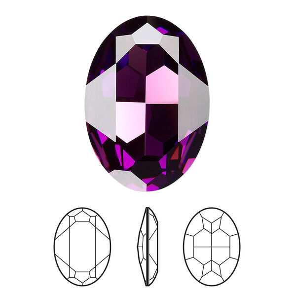 Fancy stone 1pk amethyst foil back, Crystal Passions® 30x22mm oval 4127 image number 0