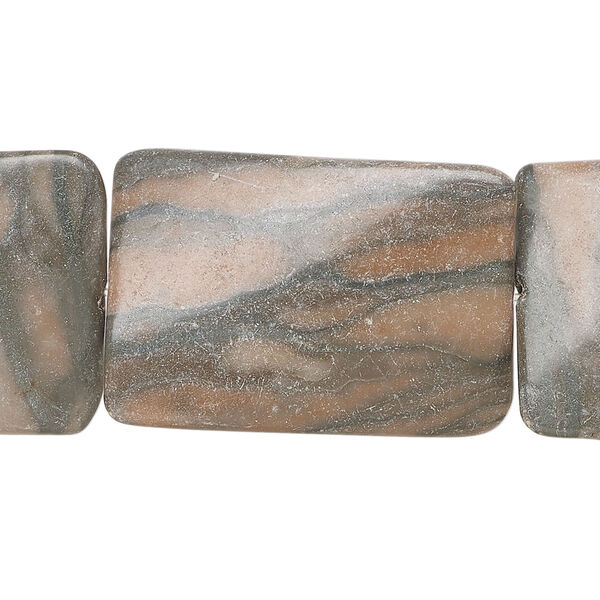 Canyon marble 1pkg1, twisted puffed rectangle bead natural, 15 inch 29x20mm-30x21mm image number 0