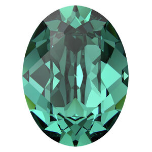 Fancy stone 1pkg4 Caribbean green foil back, Crystal Passions&reg; Regenerated 8x6mm oval 4120