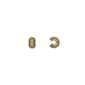 Crimp cover, antique gold-plated brass, 5mm round. Sold per pkg of 100.