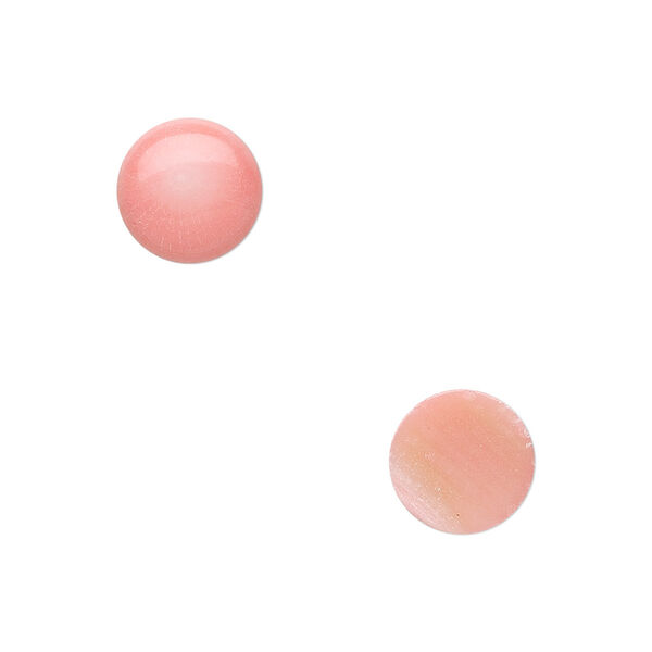 Cabochon, bamboo coral (dyed), pink, 10mm calibrated round, Mohs hardness 3-1/2 to 4. Sold per pkg of 2. image number 0