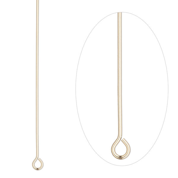 Eye pin, 14Kt gold-filled, 2 inches, 22 gauge. Sold per pkg of 2. image number 0