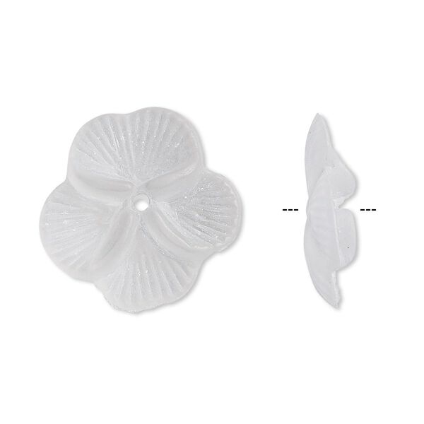 Component, acrylic, translucent frosted clear, 20x5mm flower. Sold per pkg of 100. image number 0