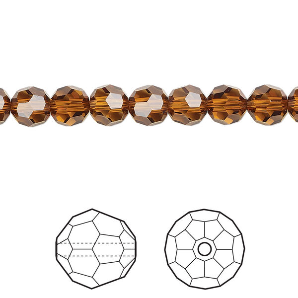 Bead 12pk light amber, Crystal Passions® 6mm round 5000 image number 0