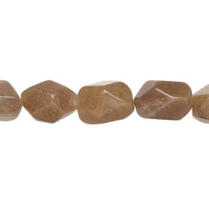 Quartz crystal 1pkg1, faceted nugget bead brown, 15 inch mini to small