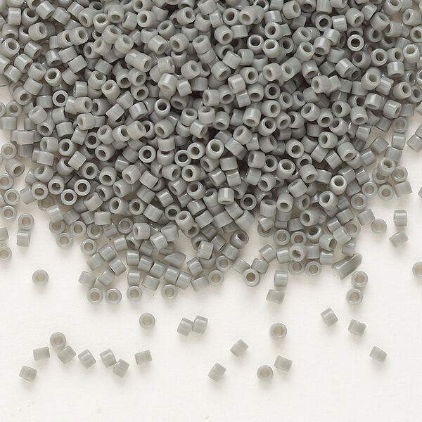 Seed bead, Delica®, glass, pkg/7.5g, #11 round, opaque grey (DB-0731). image number 0
