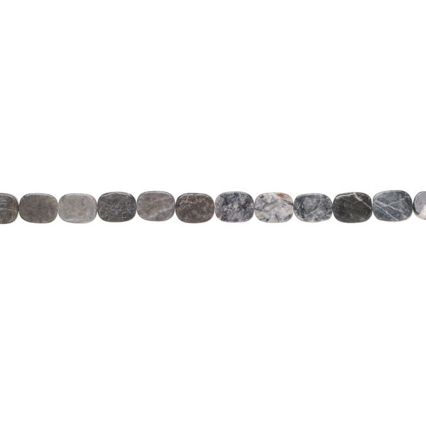 Grey-black marble 1pkg1, rounded flat rectangle bead natural, 15 inch 19x15mm-21x17mm image number 1