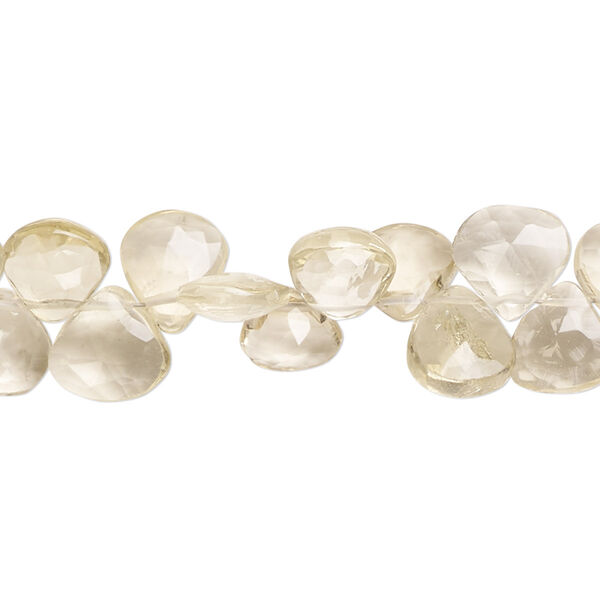 Lemon quartz 1pkg1, hand-cut top-drilled faceted puffed teardrop bead 9 inch 8x7mm-9x9mm image number 0