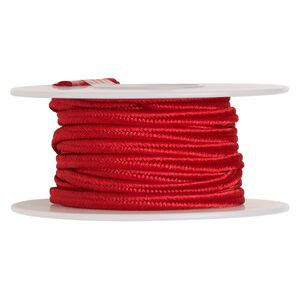 Cord, soutache, polyester, scarlet red, 3.5mm wide. Sold per 6-yard spool.