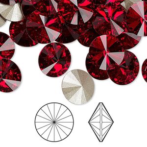 Chaton 48pk Siam foil back, Crystal Passions® 10.54-10.91mm rivoli SS47 1122