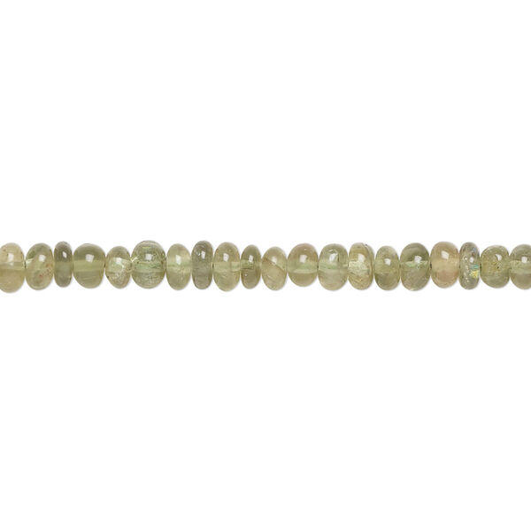 Bead, apatite (natural), 3x2mm-7x4mm graduated hand-cut rondelle with 0.4-1.4mm hole, C grade, Mohs hardness 5. Sold per 13-inch strand. image number 0