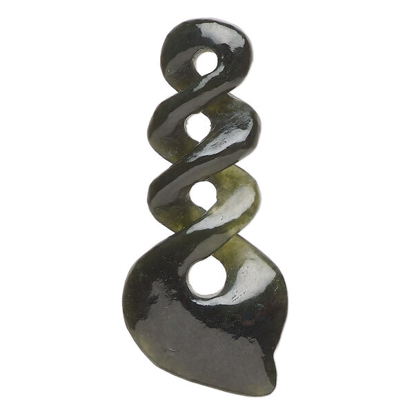 Nephrite jade 1pkg1, hand-cut 2-sided infinity focal natural B grade, 41.5x19mm-44x21mm image number 0