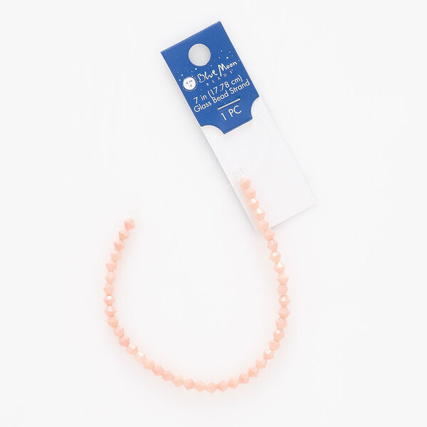 Bead, glass, opaque peach, 4mm faceted bicone with 0.6mm hole. Sold per 7-inch strand. image number 0