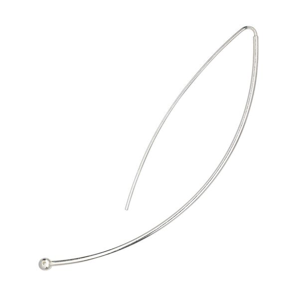 Ear wire 1pkg2 sterling silver, 3 inch curved marquise / 3mm ball, 1 pair image number 0