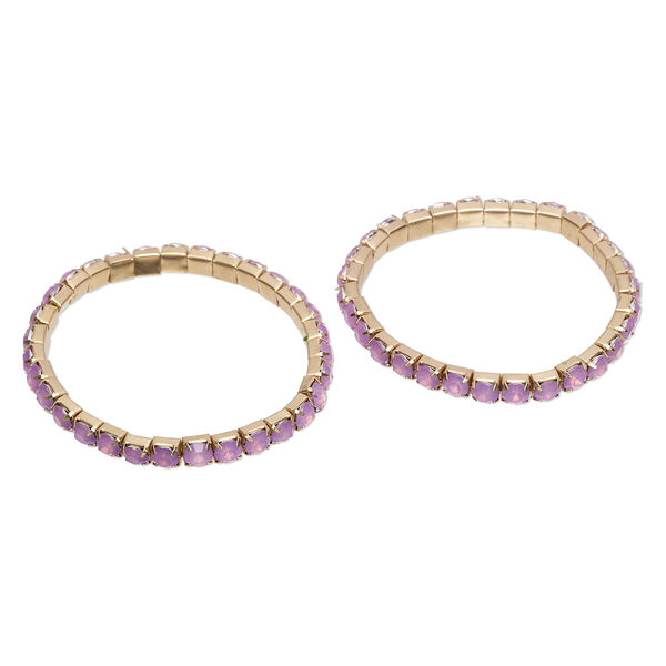 Bracelet, stretch, acrylic and gold-finished steel, frosted lavender, 6-7mm wide, 7-1/2 inches. Sold per pkg of 2. image number 0
