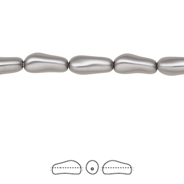 Pearl 10pk dark grey, Crystal Passions® 10x4mm baroque elongated 5844 image number 0