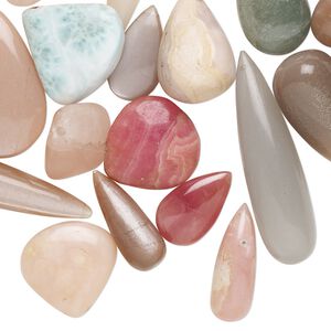 Multi-gemstone 1pkg1, hand-cut mixed shape bead 4 oz mix 14x8mm-48x20mm
