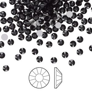 Flat back 144pk jet foil back, Preciosa Viva 12® Czech crystal rhinestone 3-3.2mm chaton rose round SS12