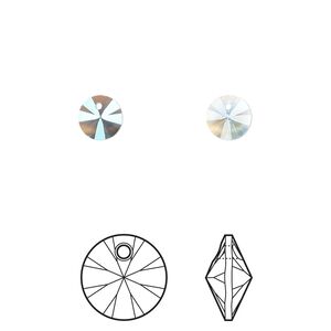 Drop 720pk aquamarine shimmer, Swarovski® 6mm pendant mini disk 6428