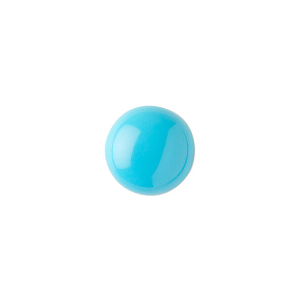 Cabochon, Sleeping Beauty turquoise (stabilized), 12mm calibrated round, B grade, Mohs hardness 5 to 6. Sold individually. image number 0