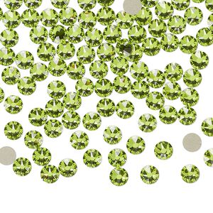 Flat back 144pk citrus green foil back, Crystal Passions® 3.8-4mm round SS16 2088