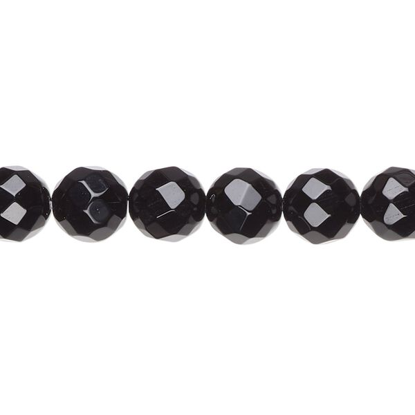 Black onyx 1pkg1, faceted round bead 15.5-16 inch 8mm image number 0