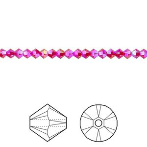Bead 48pk light Siam shimmer 2X, Crystal Passions® 3mm bicone 5328