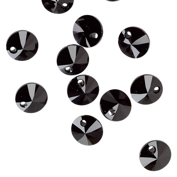 Drop 12pk jet, Crystal Passions® 8mm pendant mini disk 6428 image number 1