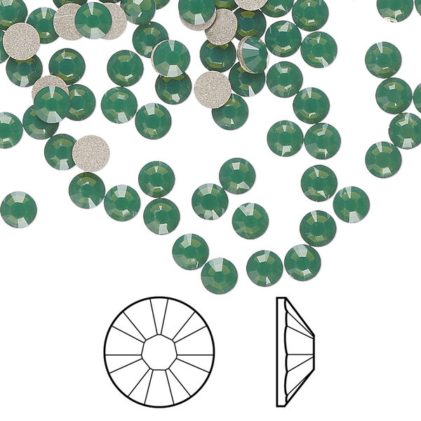 Flat back 144pk palace green opal foil back, Crystal Passions® 3.8-4mm rose round SS16 2028 image number 0