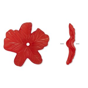 Component, acrylic, frosted red, 23x5mm flower. Sold per pkg of 100.