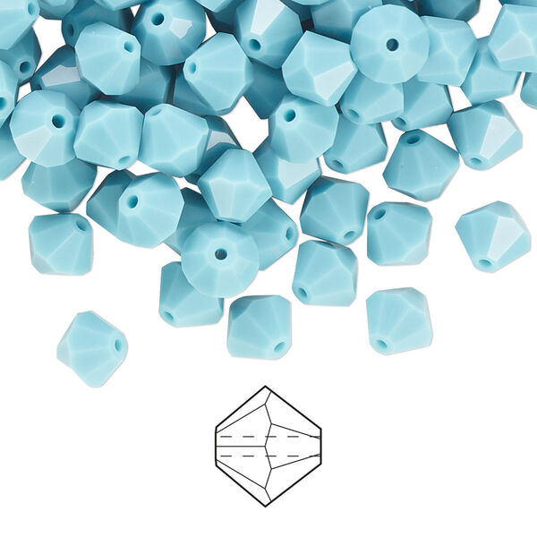 Bead 144pk turquoise, Preciosa Czech crystal 6mm bicone image number 0