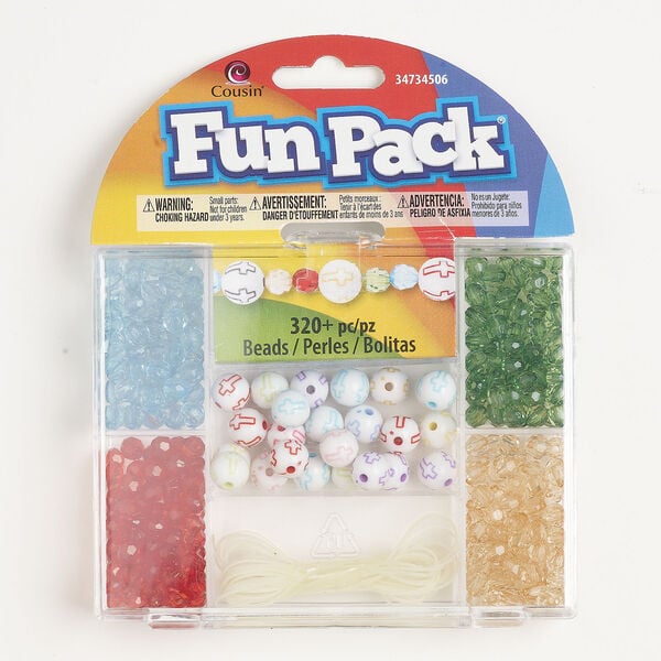 Bead mix kit 1pkg320, acrylic, mixed colors, 6mm round with cross design and 9mm faceted round. image number 0