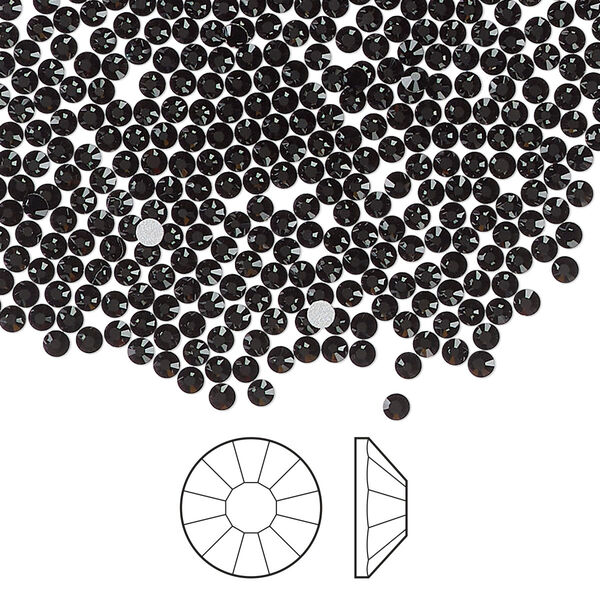 Flat back 144pk jet foil back, Preciosa Viva 12® Czech crystal rhinestone 1.9-2.1mm chaton rose round SS6 image number 0