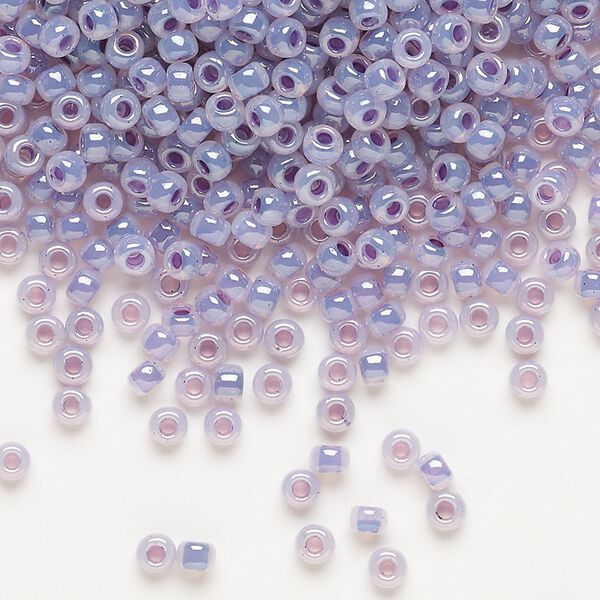 Seed bead, Miyuki, glass, pkg/250g, #8 rocaille, opaque inside dyed color luster purple (RR-525). image number 0