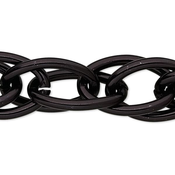 Chain 1pkg1 cable, 17mm double, aluminum / anodized black 25 foot unfinished image number 0