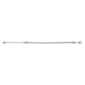 Bracelet, Dione® Easy-On Chain, stainless steel, 3.1mm snake, 6 inches with 3.8mm threaded ends and 2-inch extender chain with 8x7.5mm heart and lobster claw clasp. Sold individually.