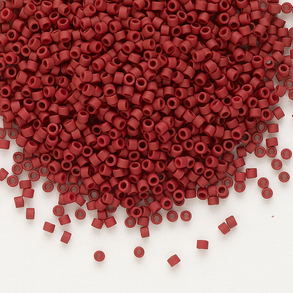 Seed bead, Delica®, glass, pkg/7.5g, #11 round, opaque matte glazed luster brick red (DB-0378). image number 0