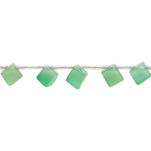 Green onyx 1pkg10, hand-cut top-drilled flat diamond bead 7 inch 6-7mm