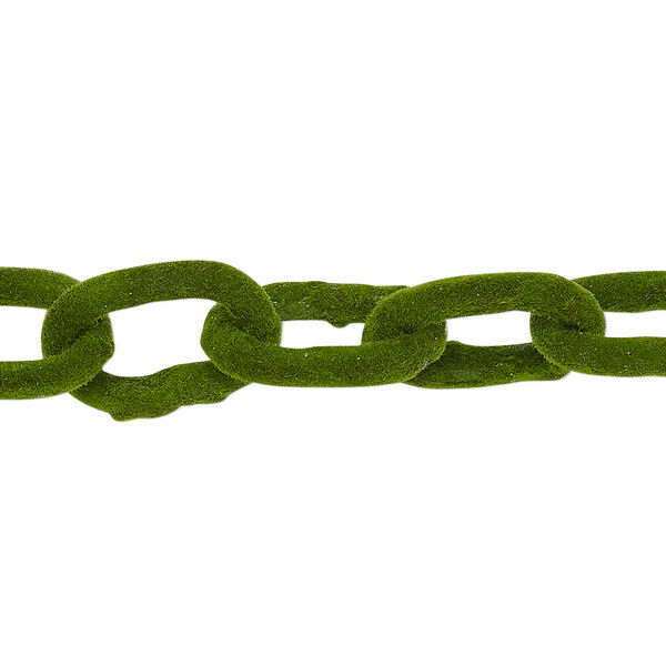 Chain, aluminum, flocked green, 12mm cable. Sold per pkg of 24 inches. image number 0