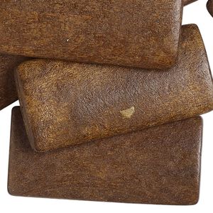 Bead, wood (dyed/waxed), brown, 40x20mm puffed rectangle. Sold per 1-ounce pkg, approximately 19 beads.