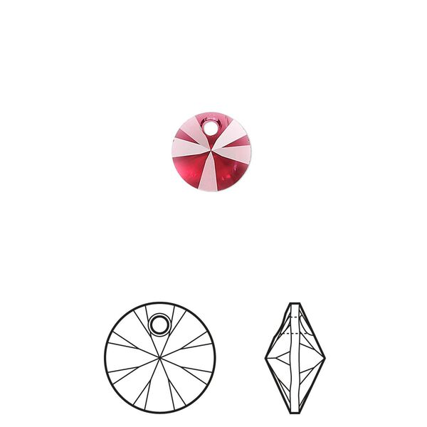 Drop 144pk scarlet, Swarovski® 8mm pendant mini disk 6428 image number 0