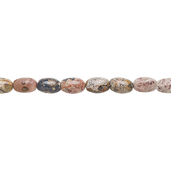 Bead, leopardskin jasper (natural), 6x4mm oval, B grade, Mohs hardness 6-1/2 to 7. Sold per 15-1/2" to 16" strand. image number 0