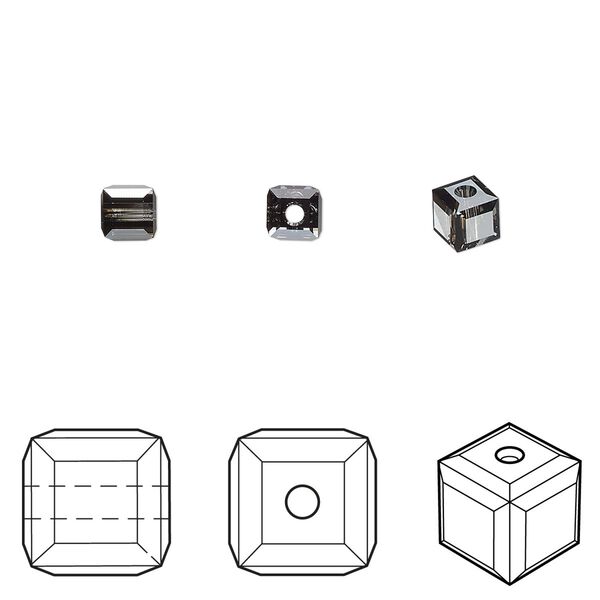 Bead 12pk crystal silver night, Crystal Passions® 4mm cube 5601 image number 0