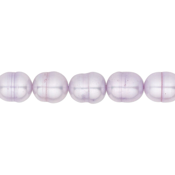 Pearl, cultured freshwater (dyed), lavender, 7-8mm rice, C grade, Mohs hardness 2-1/2 to 4. Sold per 16-inch strand. image number 0