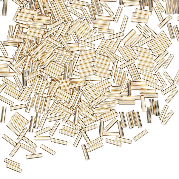 Bead, 14Kt gold-filled, 4x1mm liquid tube. Sold per 1/4 troy ounce pkg, approximately 500 beads. image number 0